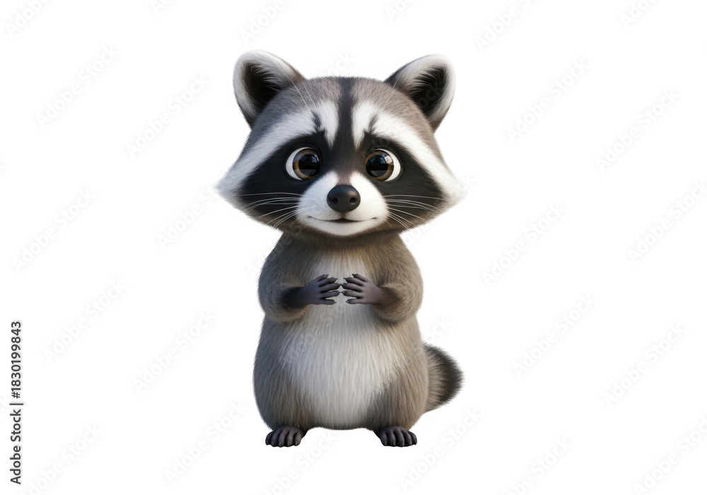 Obraz premium Cute cartoon raccoon isolated on transparent background for children's books and playful branding