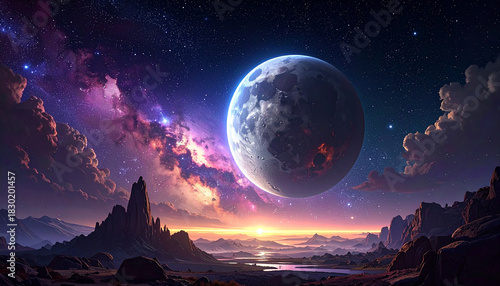 宇宙　惑星　生成AI　背景　