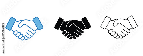 Handshake icon set, friendly deal symbol, partnership vector, business agreement, corporate graphics, business collaboration