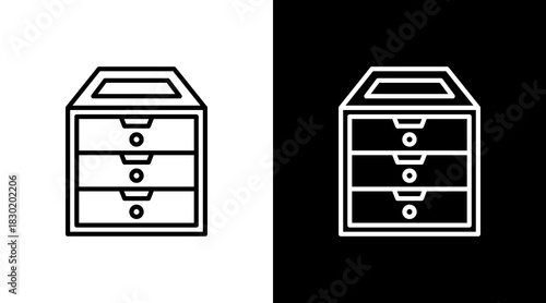 File Cabinet With Icon Set Design
