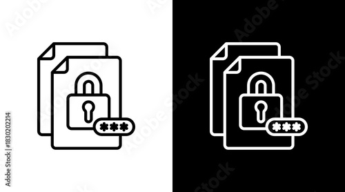 File Lock With Icon Set Design