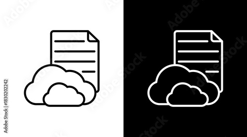 Cloud Paper With Icon Set Design