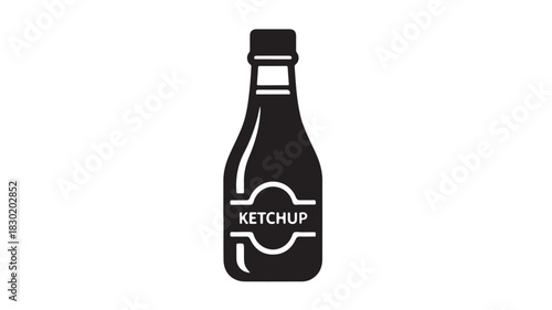 Ketchup bottle icon simple black silhouette for food branding and restaurant menus isolated on white