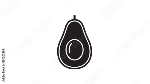 Simple avocado icon a healthy food symbol for recipes and nutrition apps isolated on white