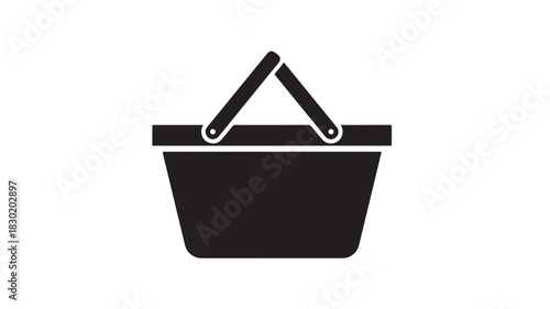 Simple shopping basket icon a black silhouette for e-commerce and retail concepts isolated on white