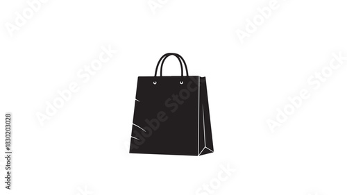 Black shopping bag icon simple vector illustration for retail and e-commerce isolated on white backg