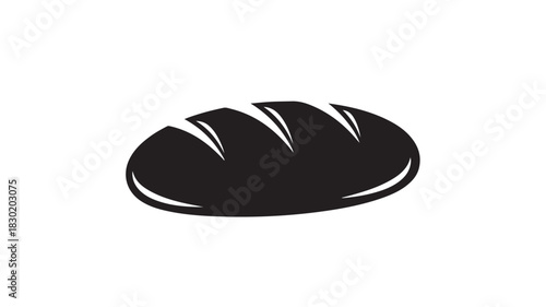 Simple black bread icon vector illustration of bakery product isolated on white background