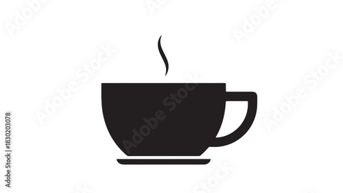 Black coffee cup icon simple flat vector illustration isolated on white background for cafe menu or app design