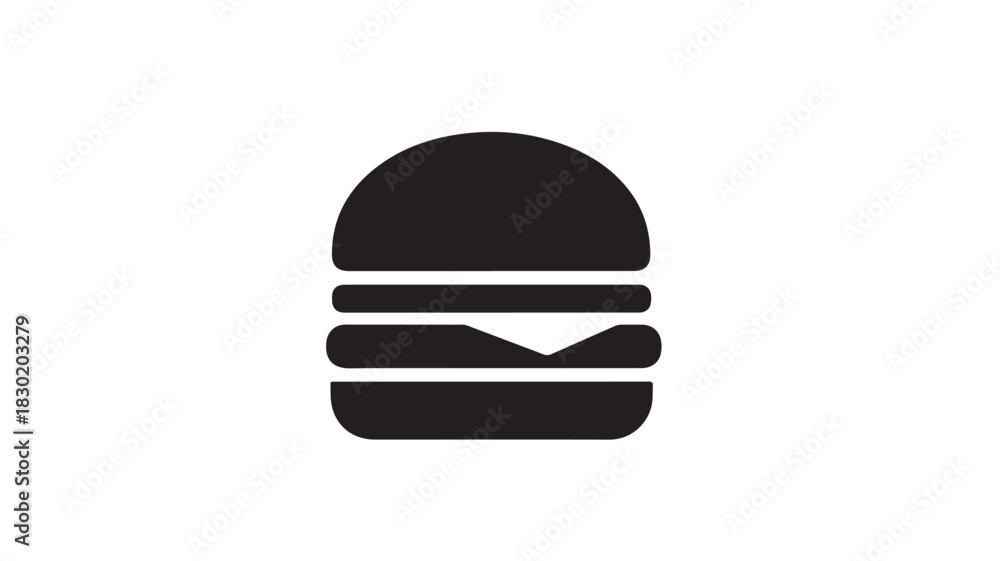 Fototapeta premium Burger icon simple flat vector glyph isolated on white background for menu design