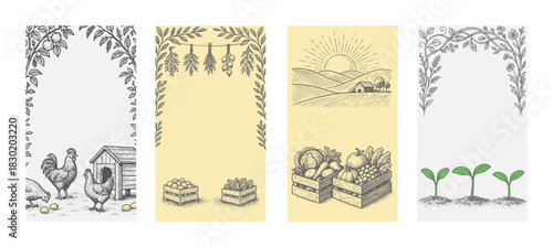 Farming Story Hand Drawn Illustration by AZ for Social Media Asset, Postcard, Greeting Cards, Prints and Design