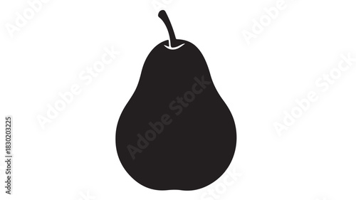 Black pear silhouette simple vector illustration isolated on white background for graphic design