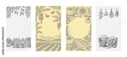 Farming Story Hand Drawn Illustration by AZ for Social Media Asset, Postcard, Greeting Cards, Prints and Design