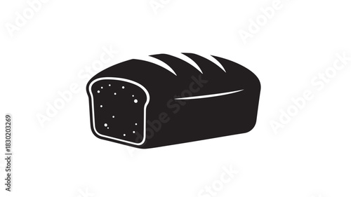 Loaf of bread icon simple black glyph vector illustration isolated on white background for bakery or food concept