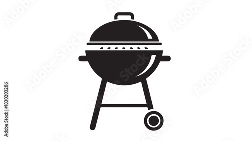 Black and white barbecue grill icon simple vector illustration for summer cooking and outdoor events isolated on white background