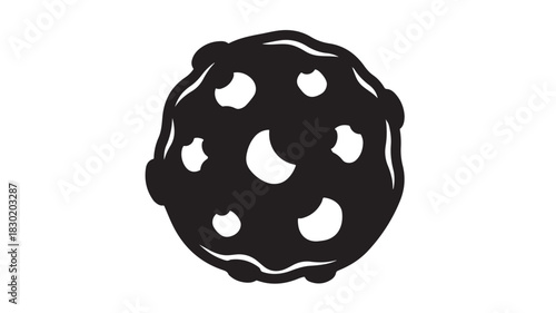 Vector illustration of a moon with craters a simple black and white glyph isolated on a white background