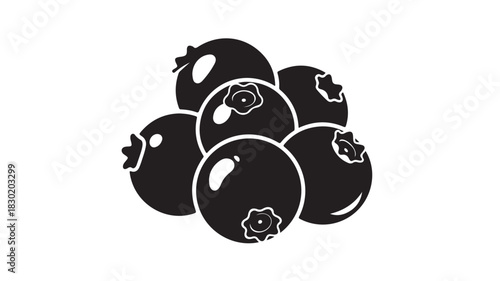 Pile of blueberries in a minimalist vector illustration simple flat design element isolated on white background