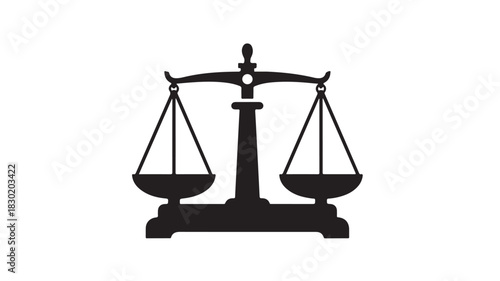 Scales of justice icon simple black and white vector illustration symbol of law and legal system