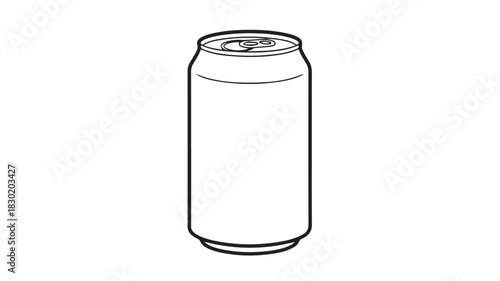 Isolated aluminum can outline simple vector illustration for beverage packaging design element on white background