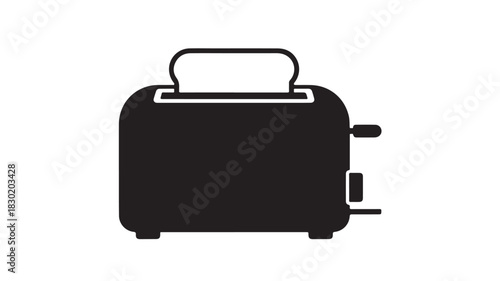 Black and white toaster icon simple flat vector illustration for kitchen appliances isolated on white background