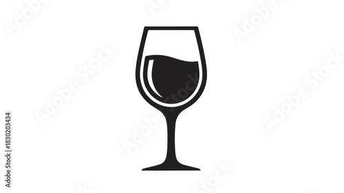 Wine glass icon simple black glyph vector illustration isolated on white background for menu design and bar graphics