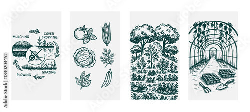 Farming Story Hand Drawn Illustration by AZ for Social Media Asset, Postcard, Greeting Cards, Prints and Design