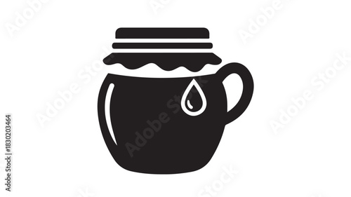 Black and white honey pot icon simple vector illustration isolated on white background