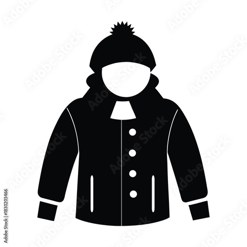 Winter Coat and Knit Hat Silhouette Portrait for Cold Weather Fashion and Outerwear 
