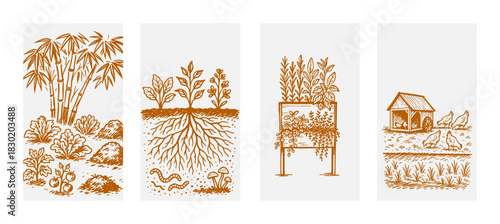 Farming Story Hand Drawn Illustration by AZ for Social Media Asset, Postcard, Greeting Cards, Prints and Design