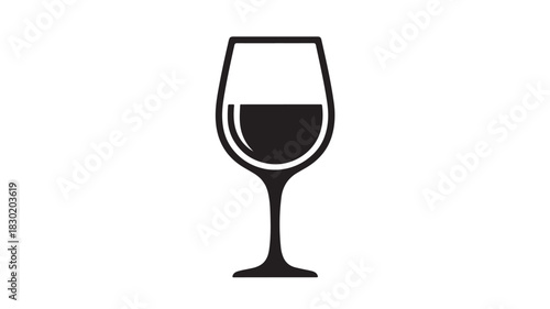 Elegant wine glass icon simple black and white vector illustration perfect for restaurant menus and bar promotions