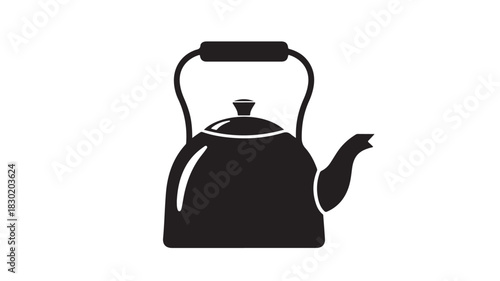 Black kettle vector illustration simple flat design element isolated on white background