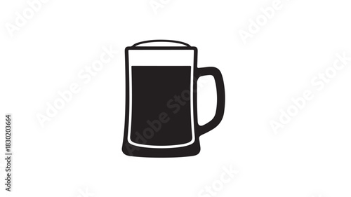 Black and white beer mug icon simple vector illustration for pub menus isolated on white background