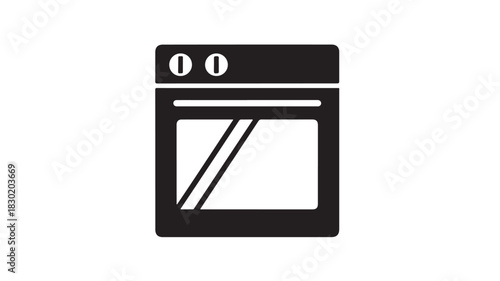 Black and white oven icon simple vector illustration for cooking and baking concepts isolated on white background