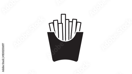 French fries icon simple black glyph vector illustration isolated on white background for menu design and fast food concepts