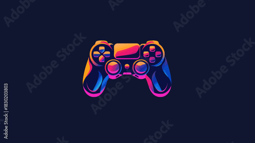 Colorful digital illustration of a game controller against a dark background