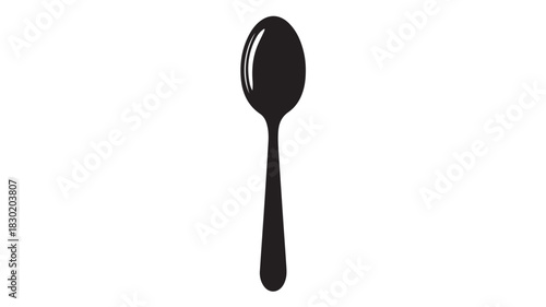Black spoon silhouette simple flat vector illustration isolated on white background for culinary design