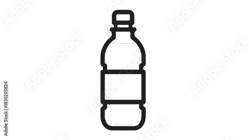 Plastic bottle outline icon simple flat vector illustration for recycling and environmental awareness isolated on white background