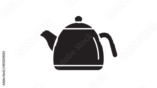 Black teapot icon simple flat vector design isolated on white background for cafe or restaurant menu