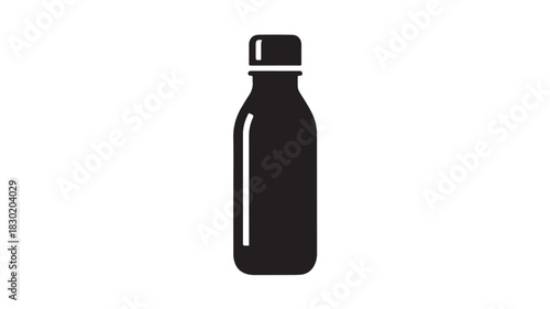 Black and white water bottle icon simple flat vector illustration isolated on white background