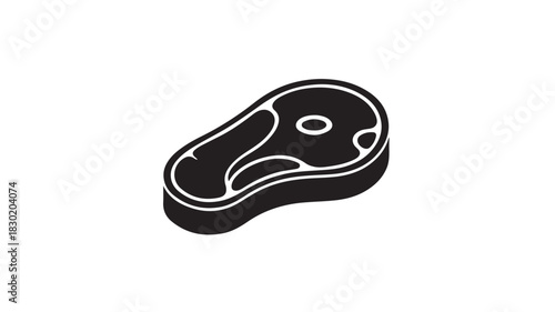Black and white steak icon simple flat vector illustration isolated on white background for menu design