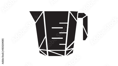 Measuring cup black glyph icon kitchen utensil for cooking and baking vector illustration isolated on white