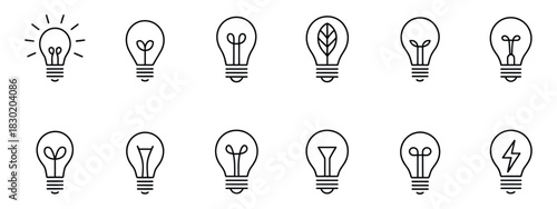 light bulb vector icons, innovation, smart technology, creative ideas, energy concept, modern flat illustration, business and digital design