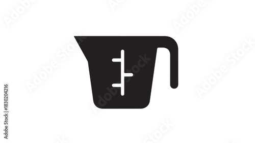 Measuring cup icon simple black glyph vector illustration isolated on white background for cooking and baking designs