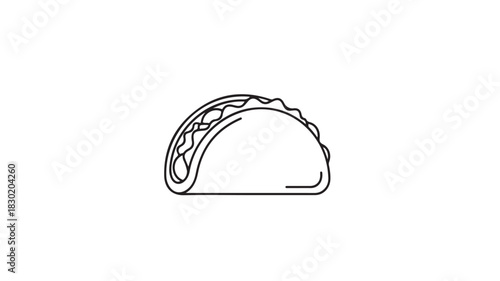 Taco line art illustration simple black and white vector drawing isolated on white background