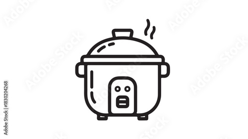 Rice cooker icon simple line art vector illustration kitchen appliance for cooking and food preparation