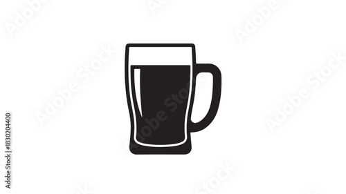 Black beer mug icon simple flat vector illustration for pub menu isolated on white background