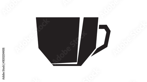 Abstract black coffee cup illustration simple vector design isolated on white background