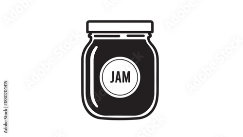 Jar of jam vector illustration simple black and white design isolated on white background