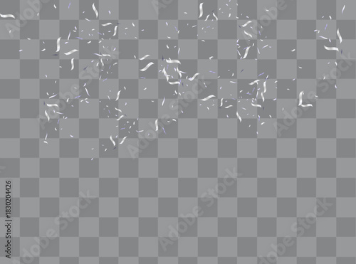 Purple Confetti and ribbons celebration party design element, Falling shiny purple confetti isolated on transparent