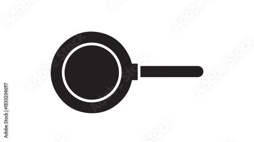 Frying pan icon simple black glyph vector illustration isolated on white background for cooking concepts