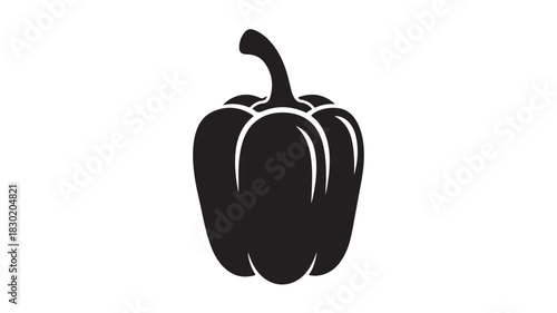 Black bell pepper vector icon simple flat glyph design isolated on white background